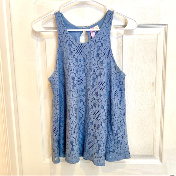 Baby Blue Lace Tank Top Size XS Francesca’s/Alya - Picture 1 of 7